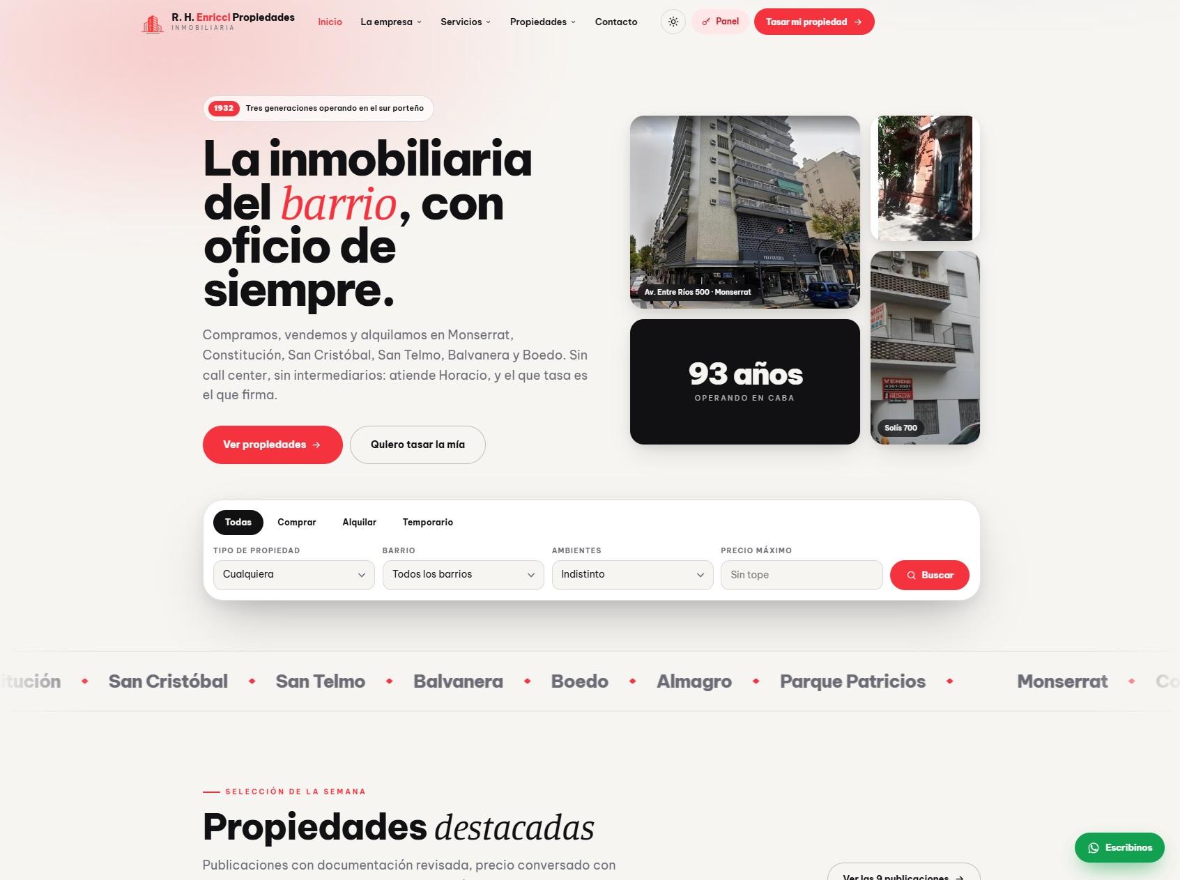 Portada de enricci-propiedades.com.ar
